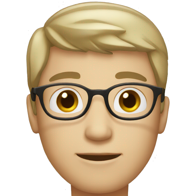 white skin male with short hair, round glasses emoji