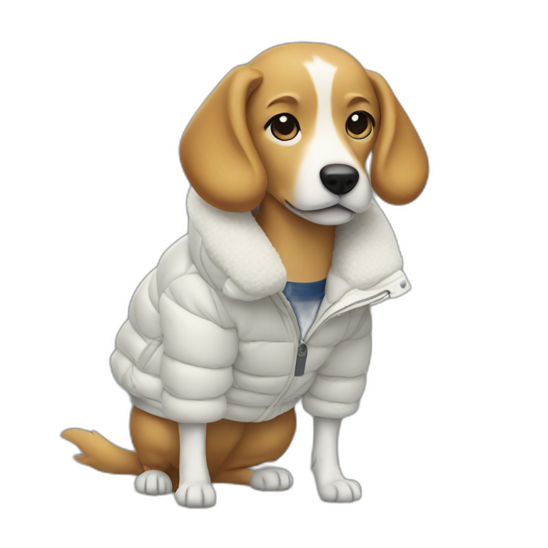 Dog with Lacoste puffer jacket emoji