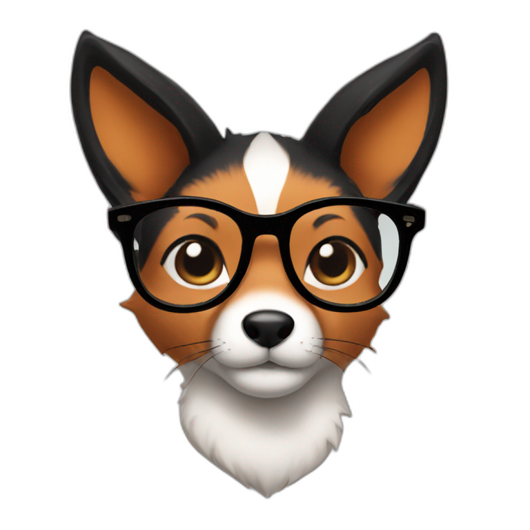 a fox with glasses black hair bun emoji
