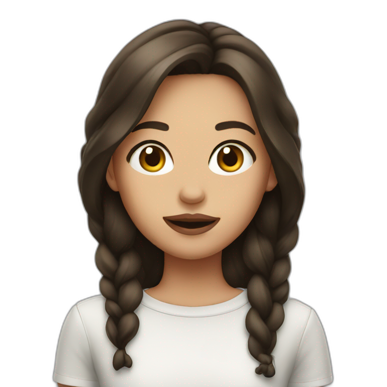 brunette girl with smoke on her mouth emoji