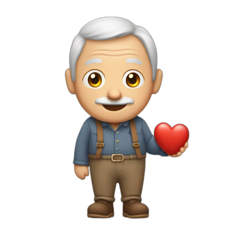 old man with his heart in his hand emoji