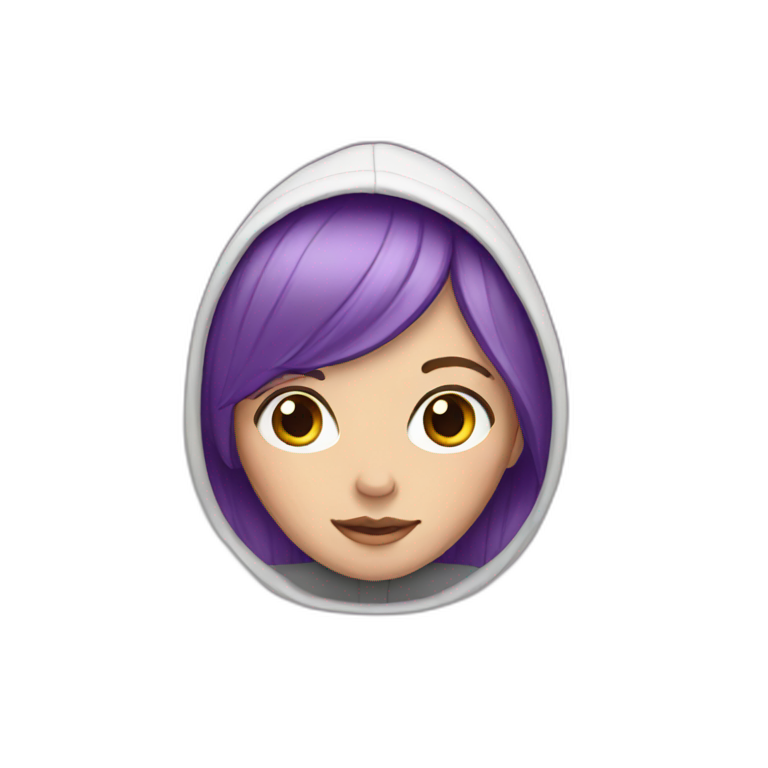 White Girl with purple hair in a hoodie emoji