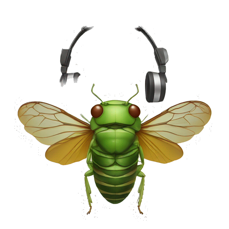 cicada with headphones emoji