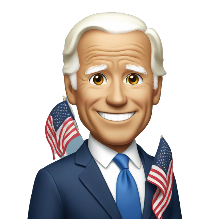 Jo Biden holding an American flag  emoji