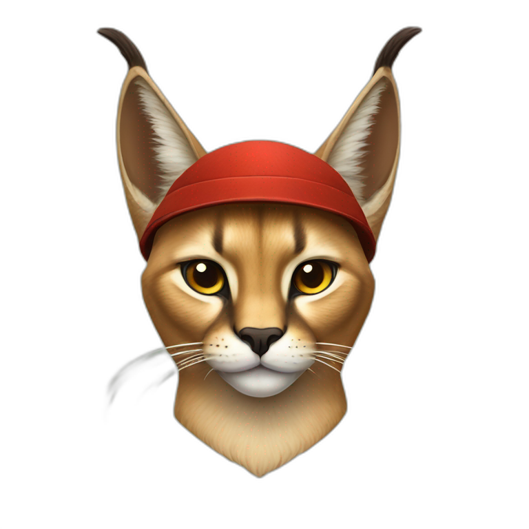 Caracal cat with Soviet ushanka hat emoji