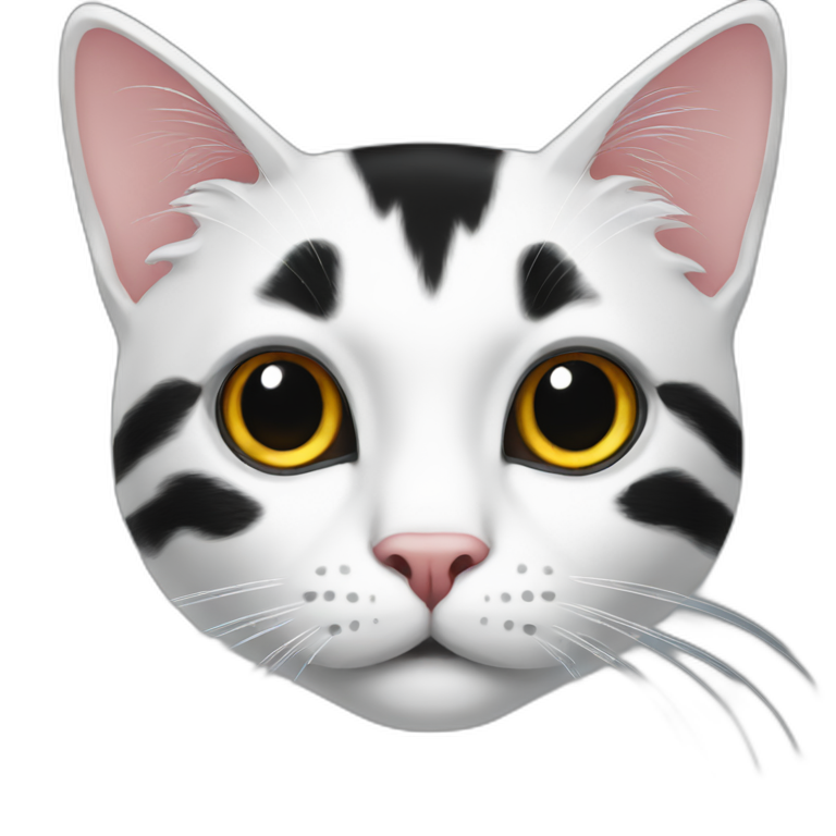 cat white face large black spot emoji