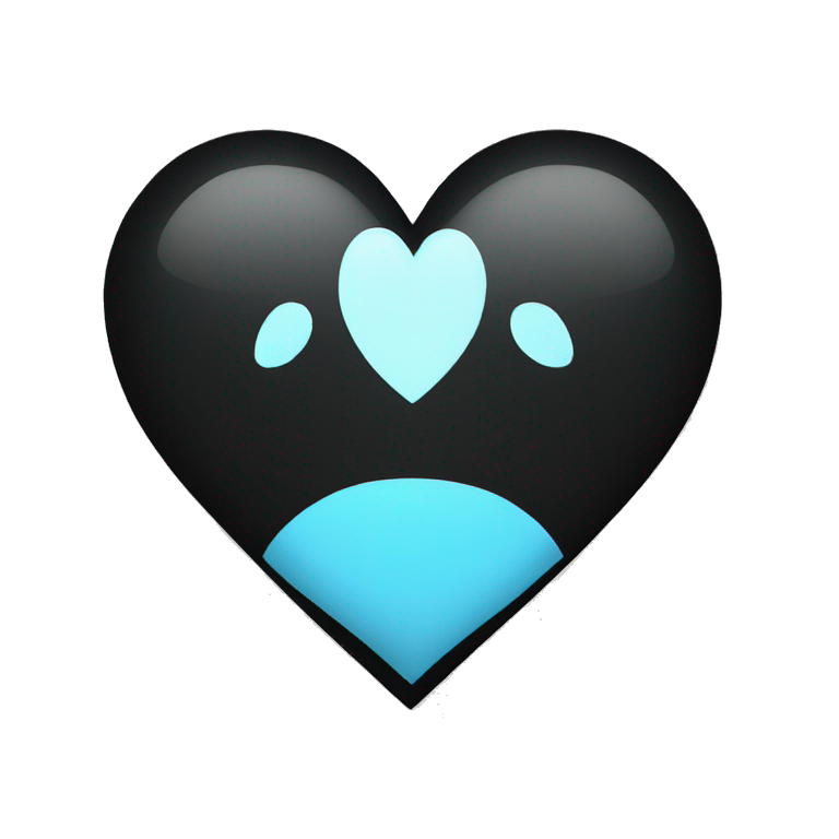 Half black and light blue heart emoji