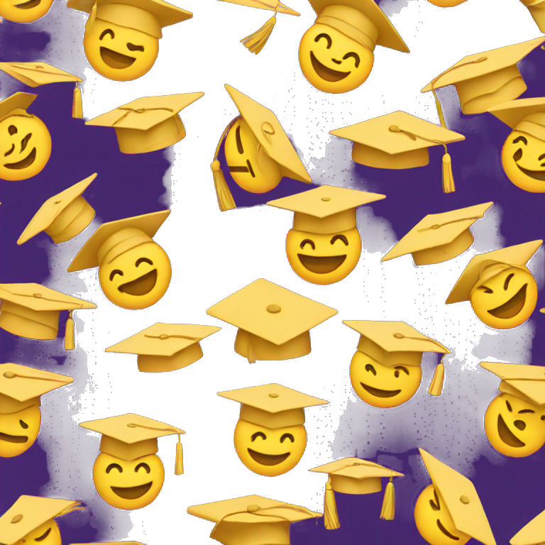 Extremely smiling emoji with graduation cap emoji