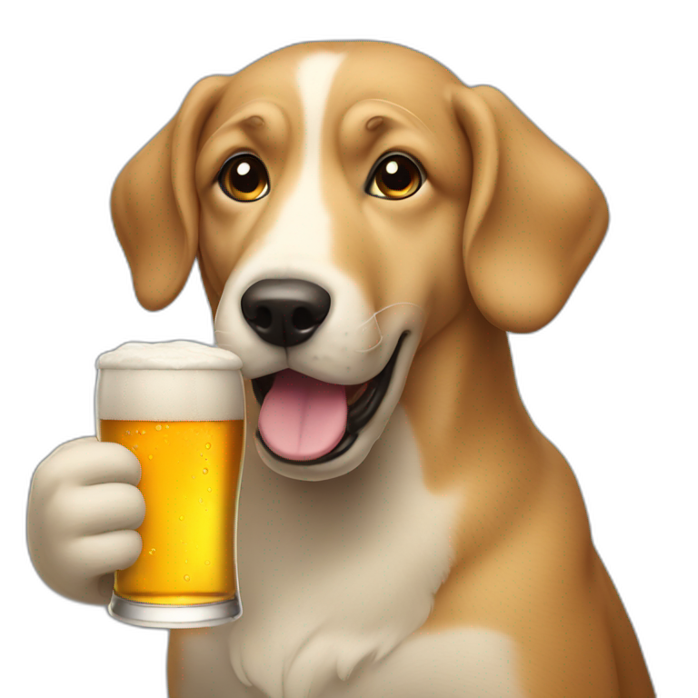 Dog drinking beer emoji