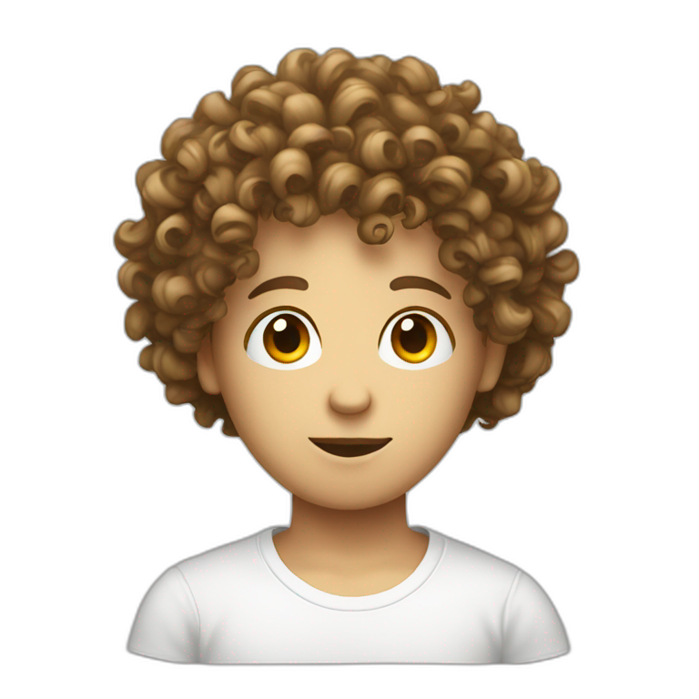 curly hair white tshirt thinking bulb emoji