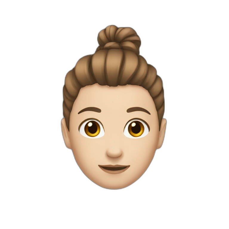 a gymnast with brown hair and a blue emoji