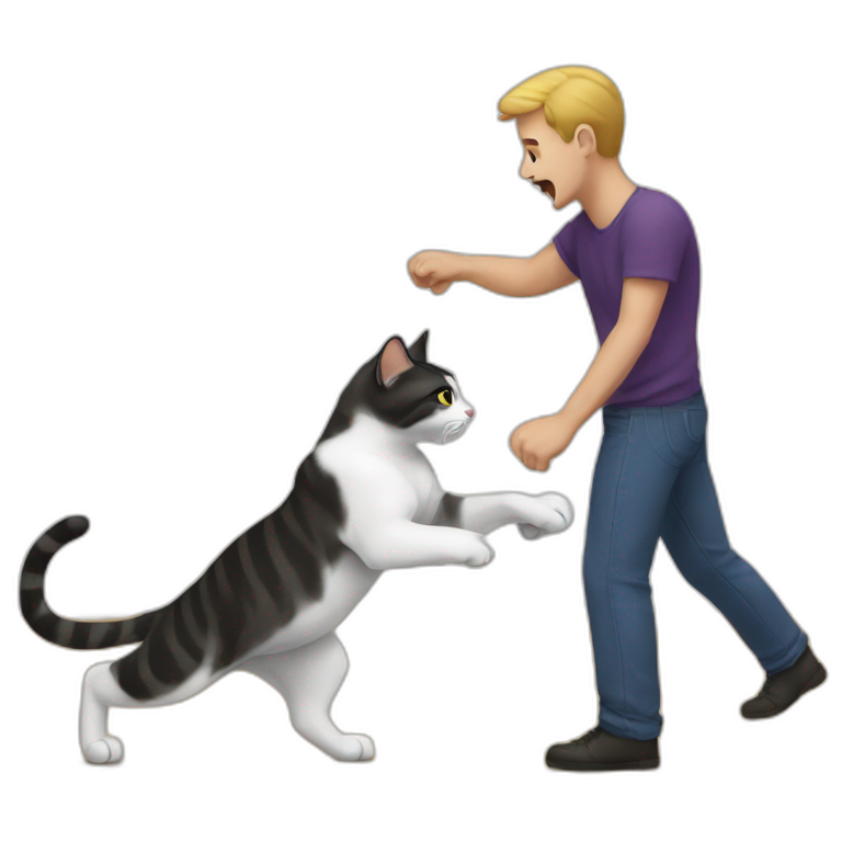 A cat beats a man emoji