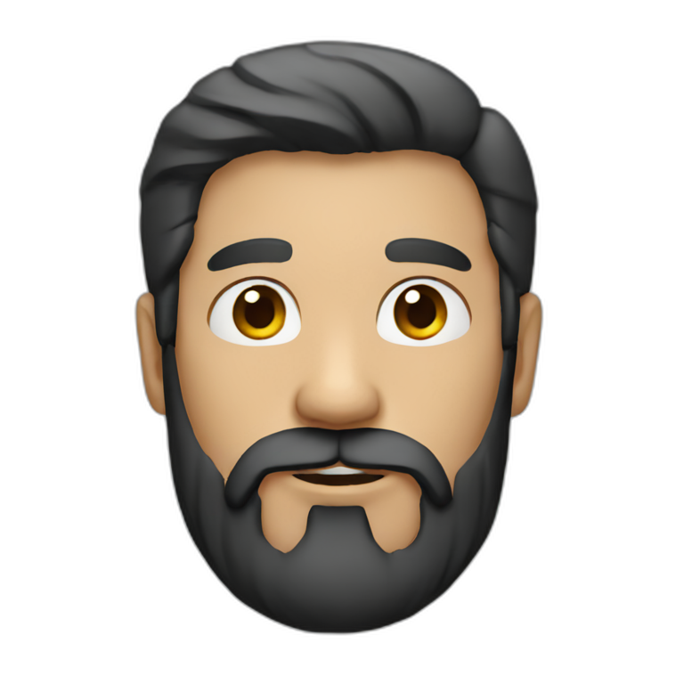casual long black-haired man with beard emoji