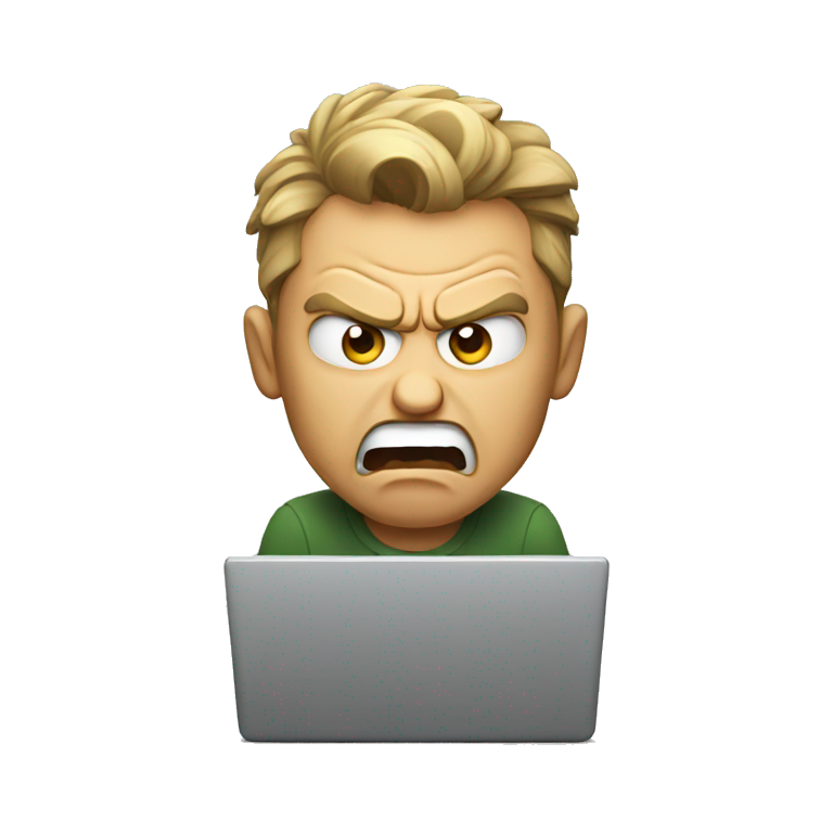 angry man yelling at a laptop emoji