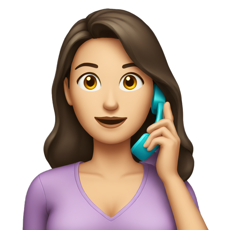 brunette woman calling on cell phone emoji
