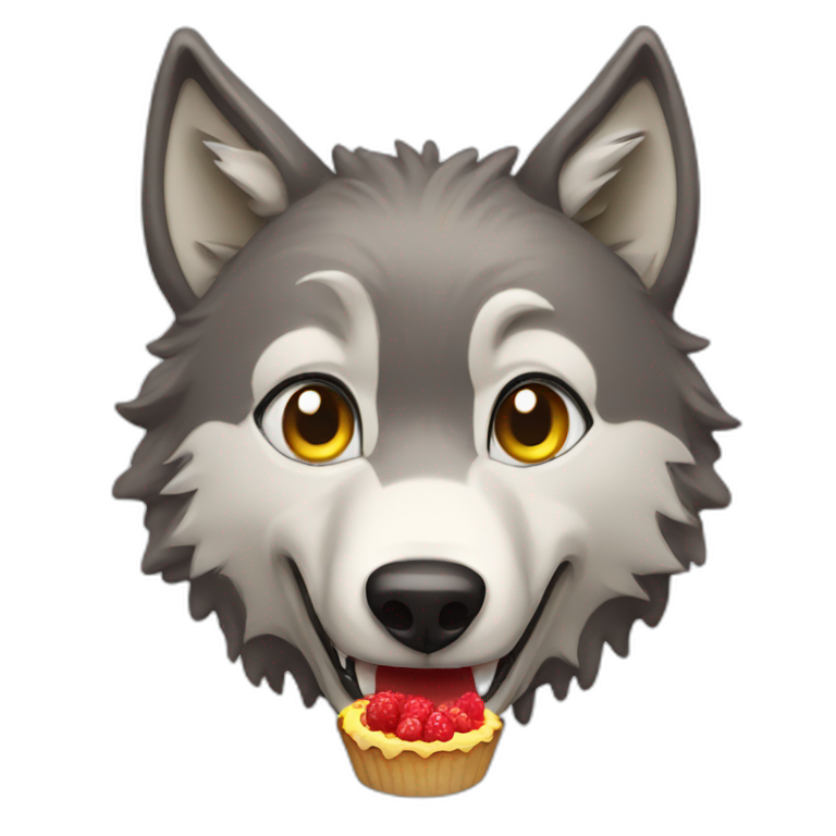 wolf eating cake emoji