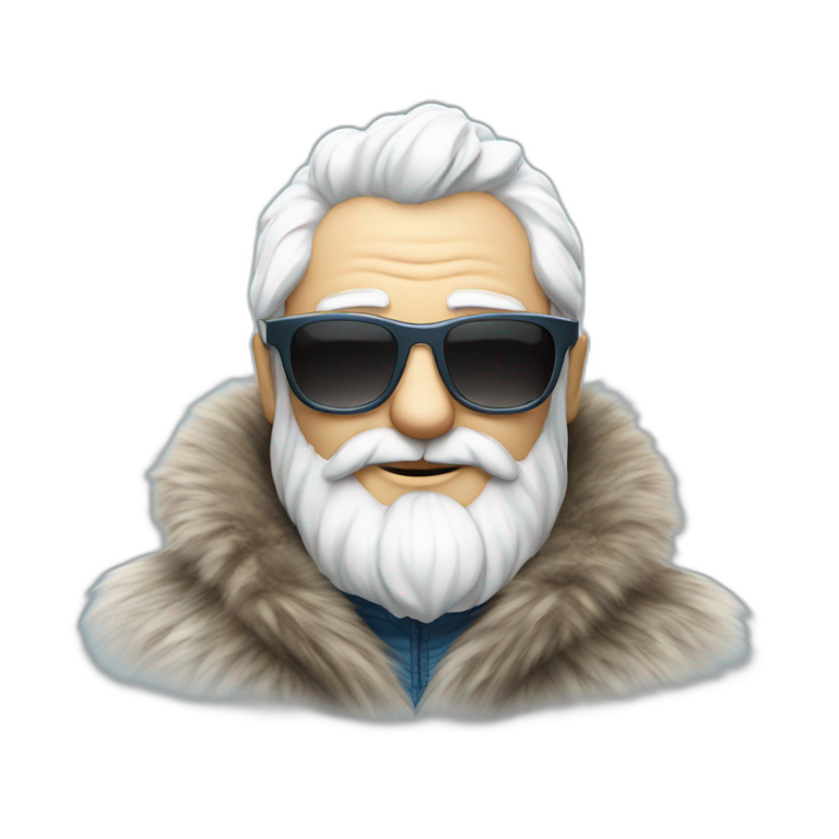 Father Frost in sunglasses glasses in a fur coat emoji