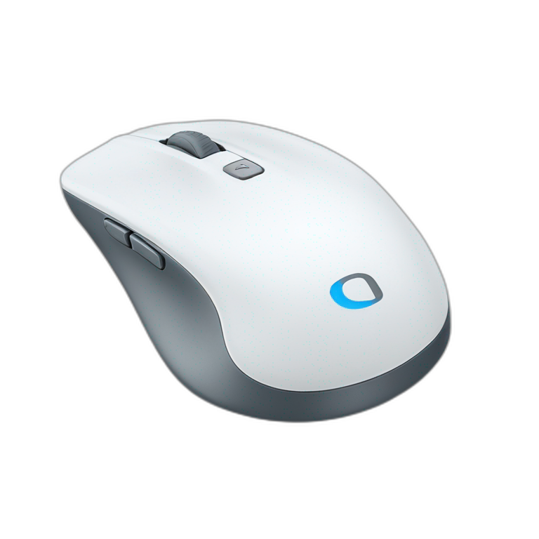une souris logitech blanche avec le logo paypal sur le cotter emoji