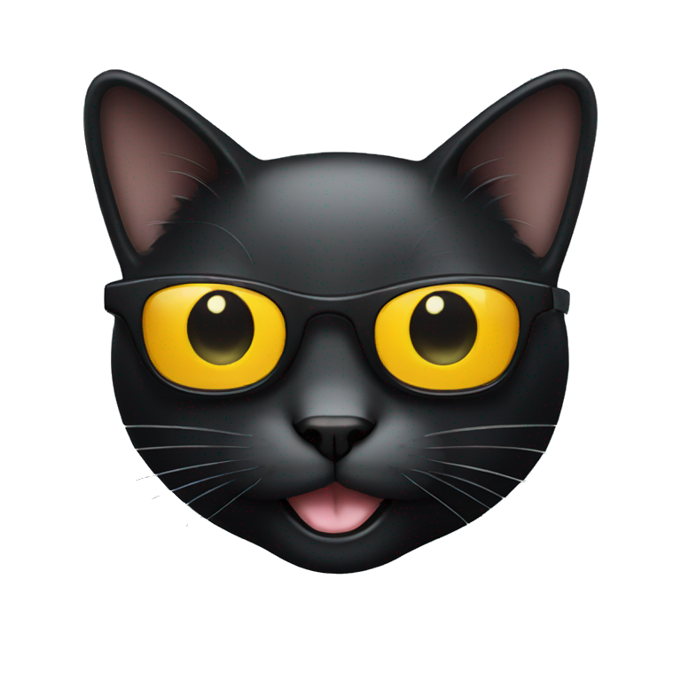 Smiling black cat with sunglasses  emoji