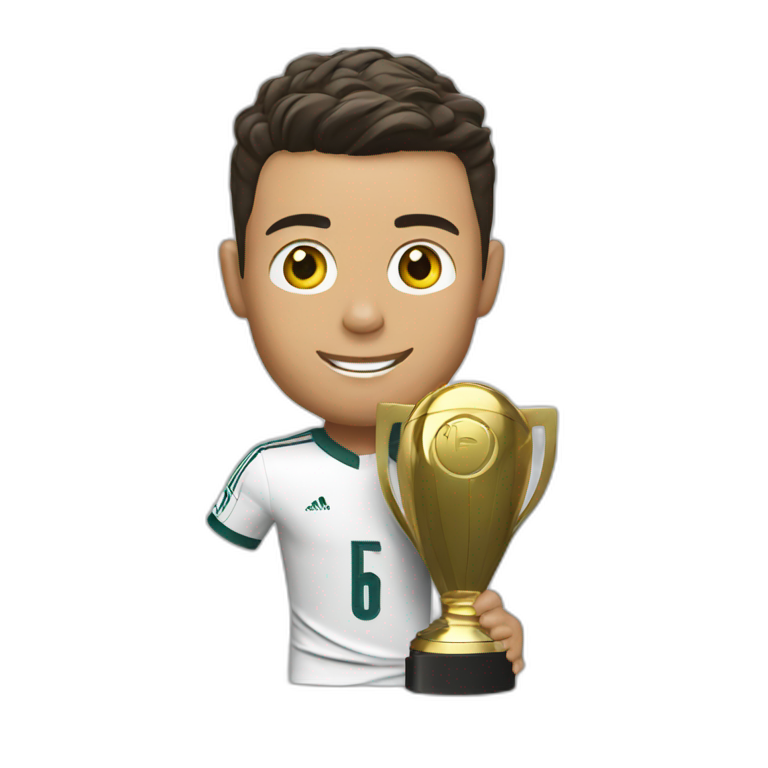 Cristiano Ronaldo holds the championship trophy emoji
