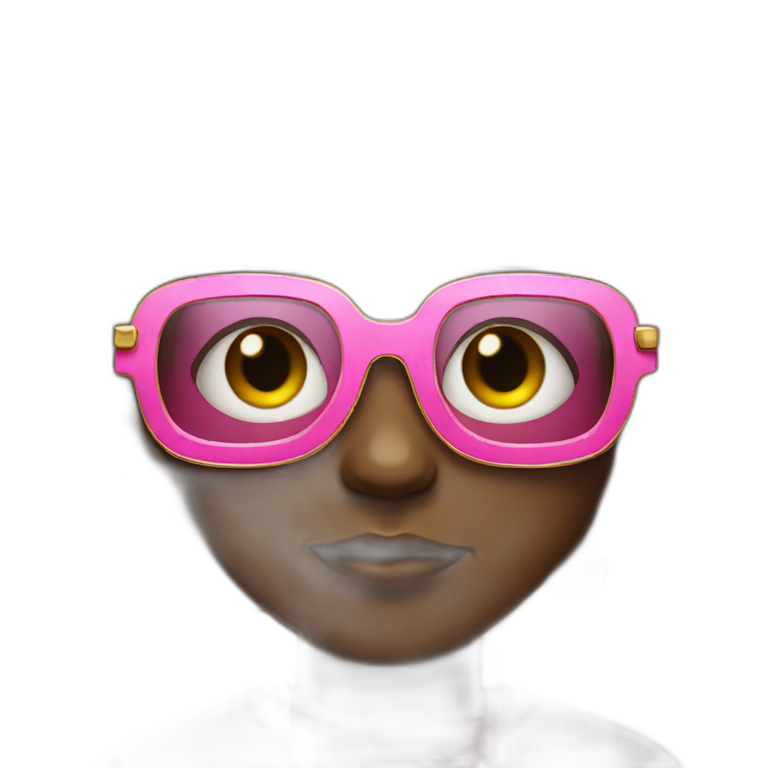 Afro boy with a golden chain and pink glasses  emoji