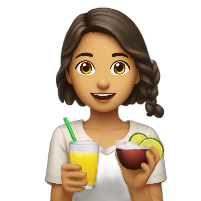Colombian girl throwing an aspiring on a drinks emoji