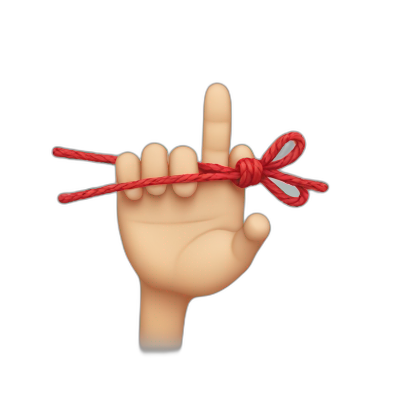 finger with a string tied in a bow emoji