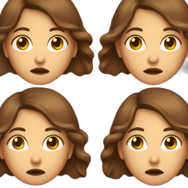 upset women,long brown hair  emoji