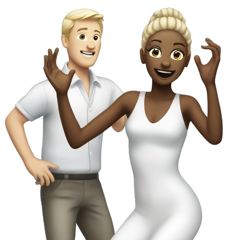 White skin Diva dancing with programmer white skin emoji