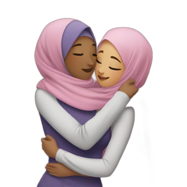 Hijabi hugging hijabi emoji