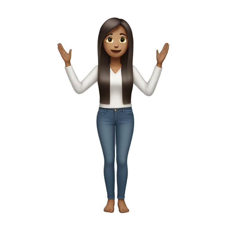 Straight hair Woman (full-body) (hands raised) emoji
