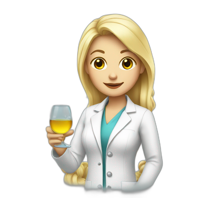 blonde with glass wearing lab coat tipsy emoji