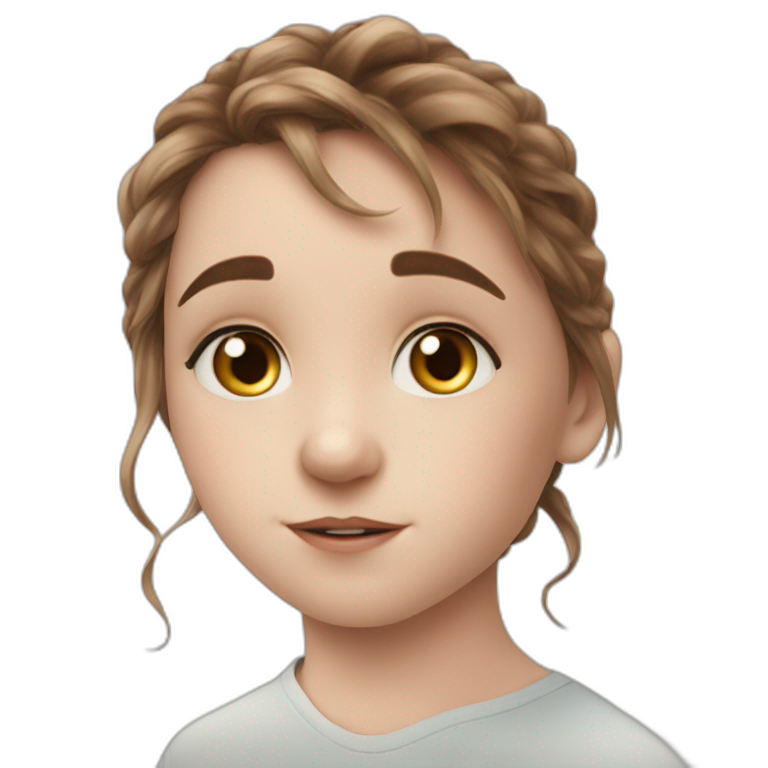 serene gaze brown-haired girl emoji