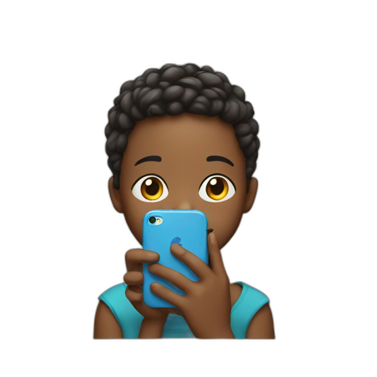 child with iphone emoji