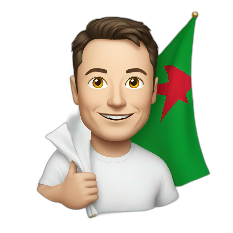 Elon musk holding algeria flag emoji