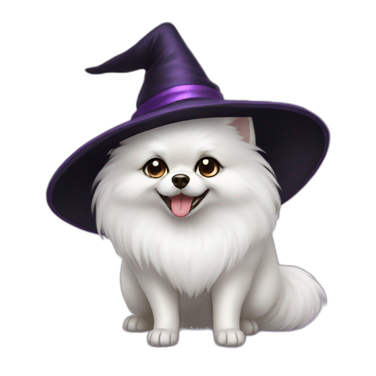 white pomeranian WITCH emoji