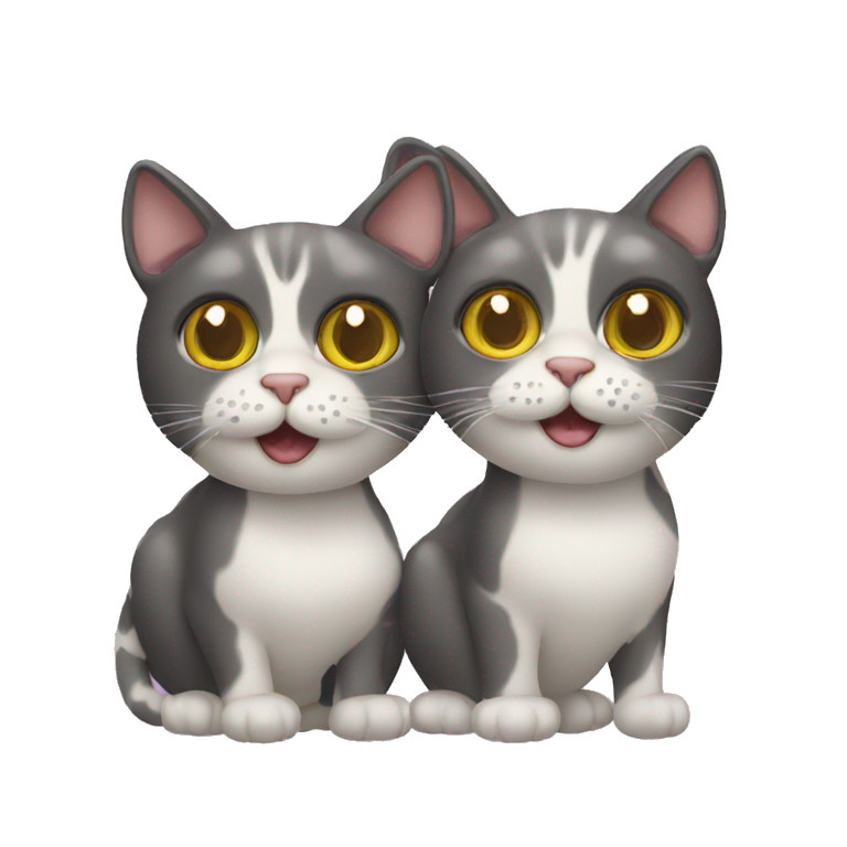 A two headed cat with fisheyes emoji