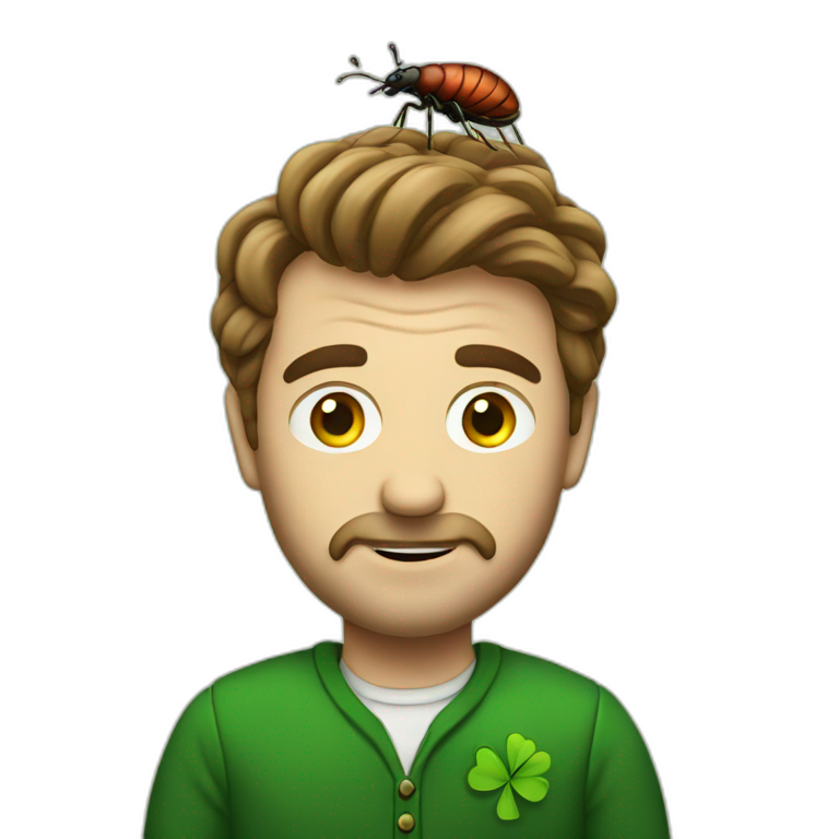 an irishman with a bedbug for a head emoji