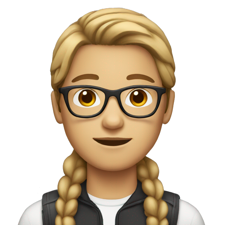 white teen with brown middle part hair and glasses emoji