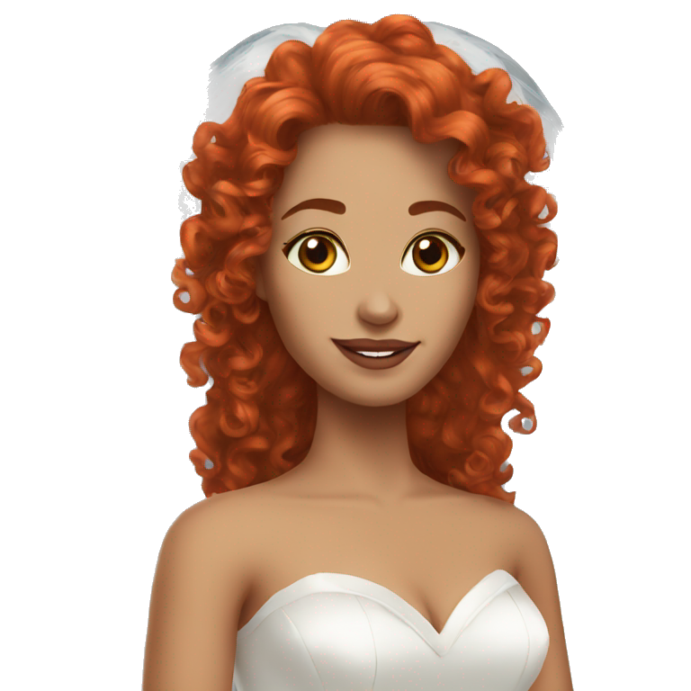 curly red long hair bride  emoji