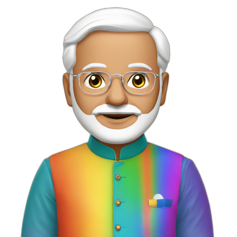 Narendar Modi in an rainbow kurta emoji