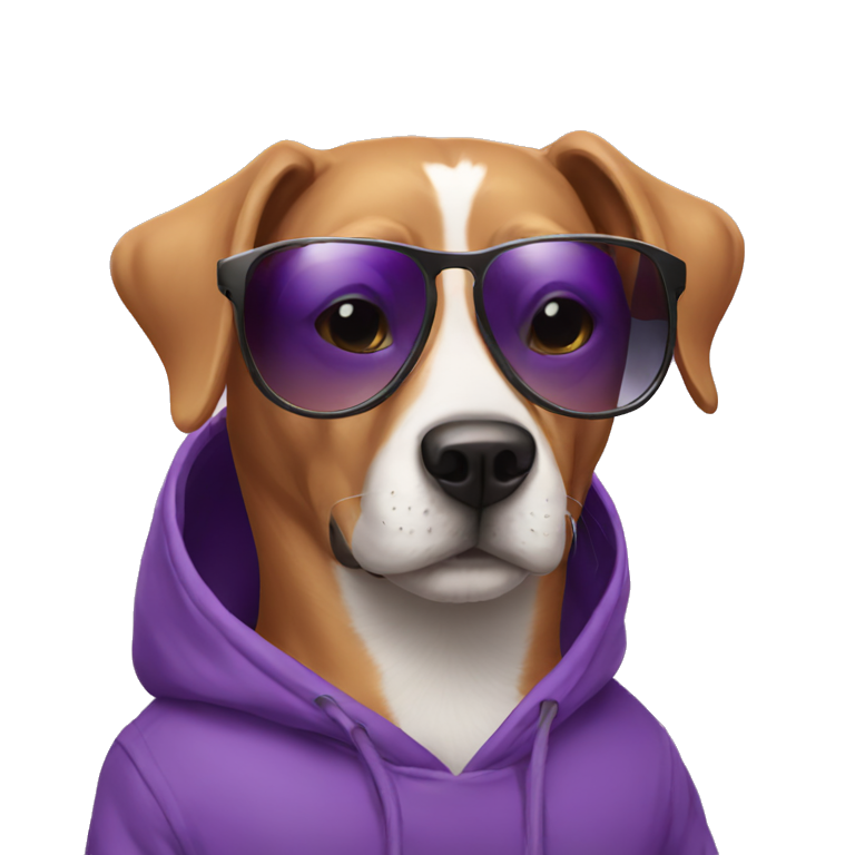 dog with purple hoodie and sunglasses  emoji