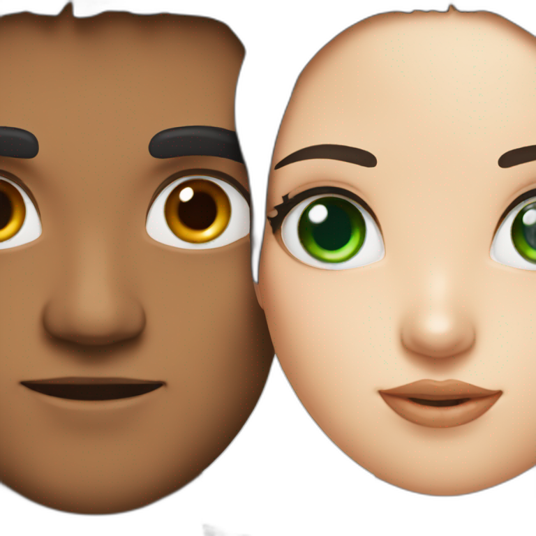 A man with blue eyes and black hair and a girl with green eyes and Brown hair emoji