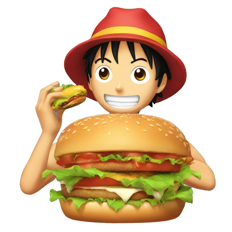 Luffy qui mange un Burger  emoji