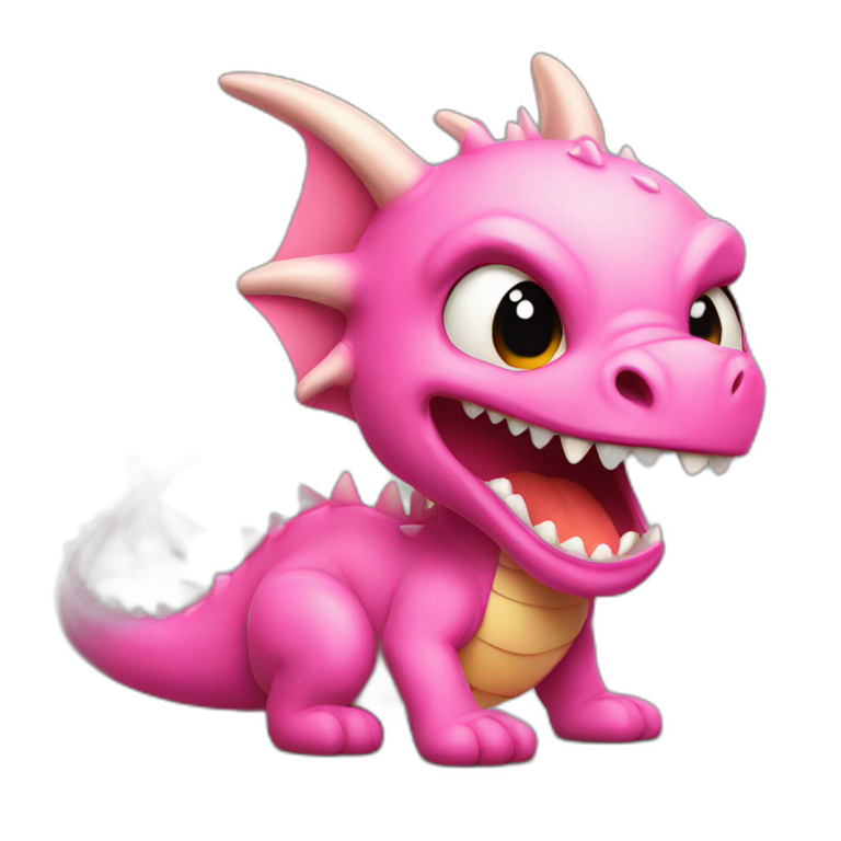 Cute pink little dragon, getting angry emoji