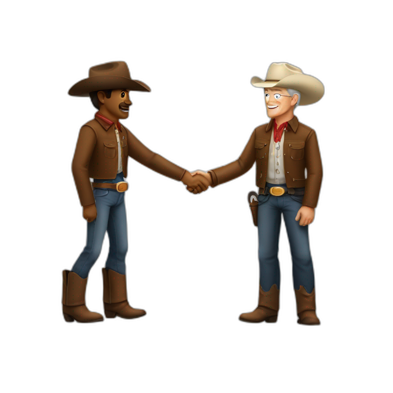 Tim Cook shaking hands with a cowboy emoji