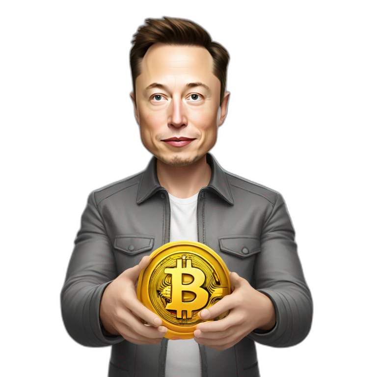 elon musk holding a bitcoin emoji