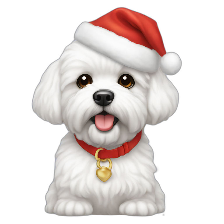 bichon dog-sitting-christmas hat emoji