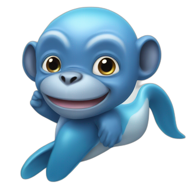 Blue monkey dolphin emoji