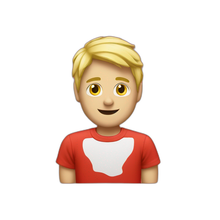 Blond guy with red tshirt with letters MAPFRE  emoji